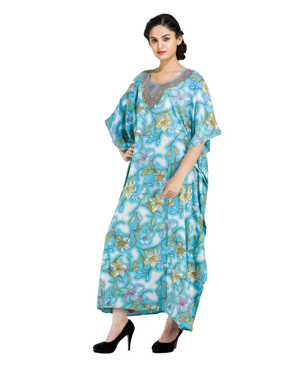 Beach Polyester Kaftan Floral Pattern For Plus Size Women