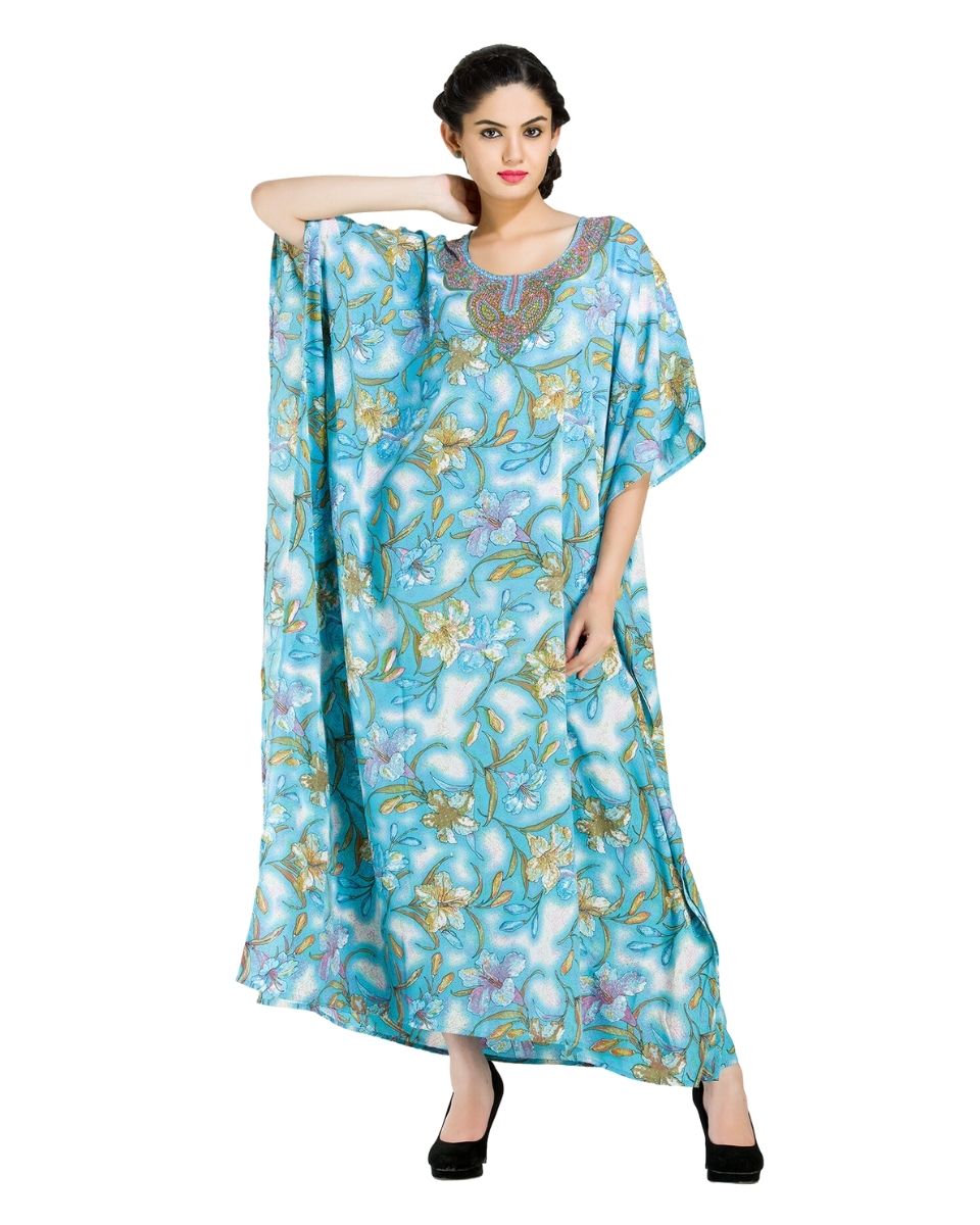 Beach Polyester Kaftan Floral Pattern For Plus Size Women