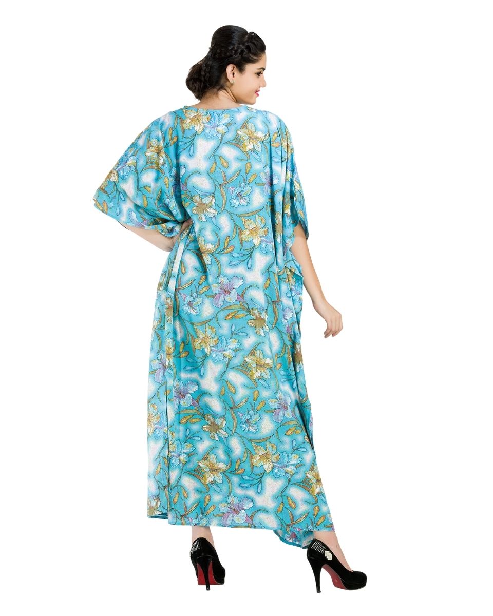 Beach Polyester Kaftan Floral Pattern For Plus Size Women