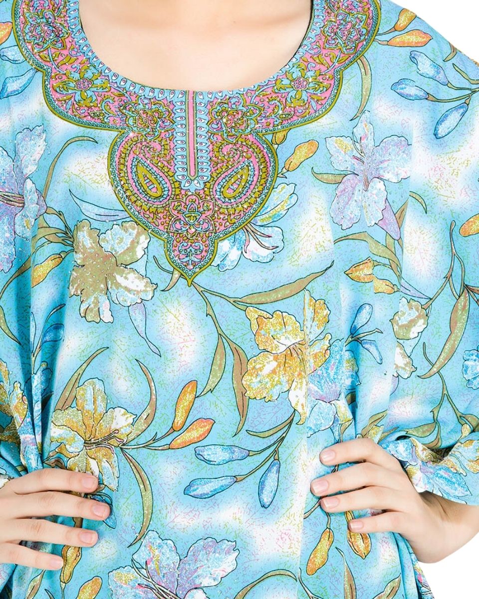 Beach Polyester Kaftan Floral Pattern For Plus Size Women