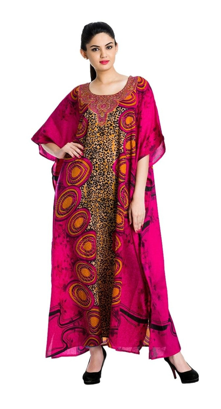 Leopard Pattern Pink Polyester Kaftan For Plus Size Women - SKU SG152-2488 - Gypsie Blu