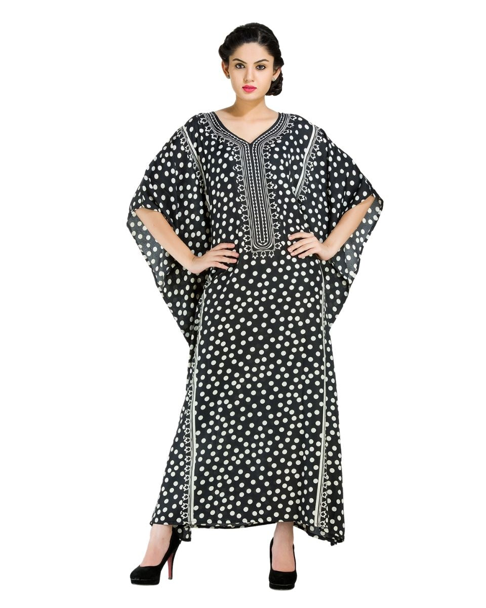 Black Kimono Sleeve Polyester Kaftan For Plus Size Women