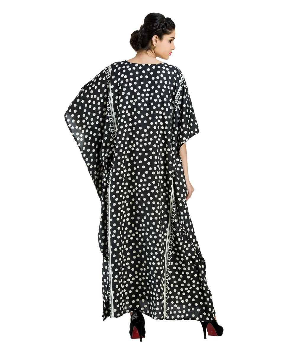 Black Kimono Sleeve Polyester Kaftan For Plus Size Women