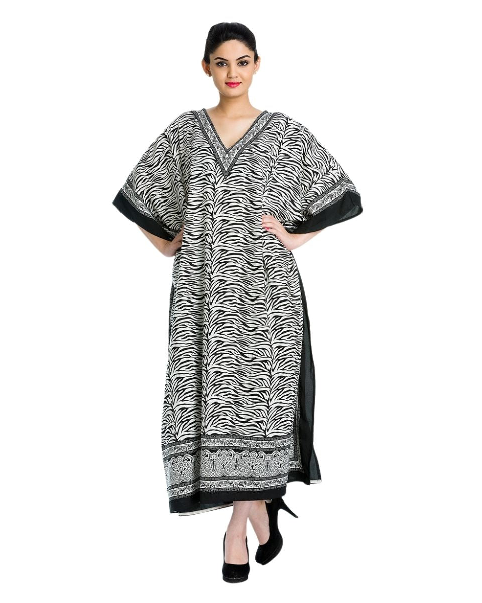 Style Black Kimono Long Maxi Kaftan For Plus Size Women