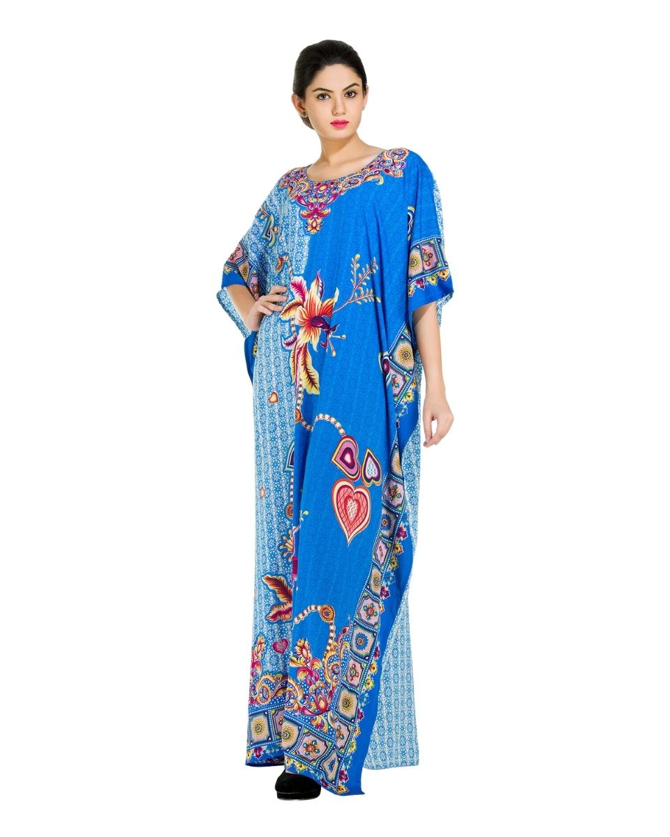 Polyester Floral Pattern One Size Kimono Kaftan For Plus Size Women