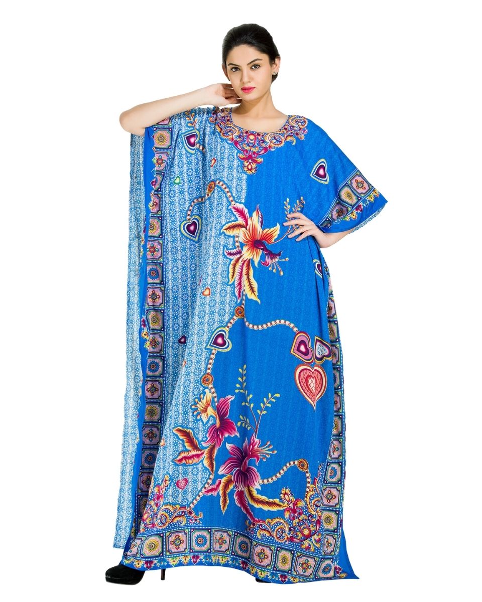 Polyester Floral Pattern One Size Kimono Kaftan For Plus Size Women