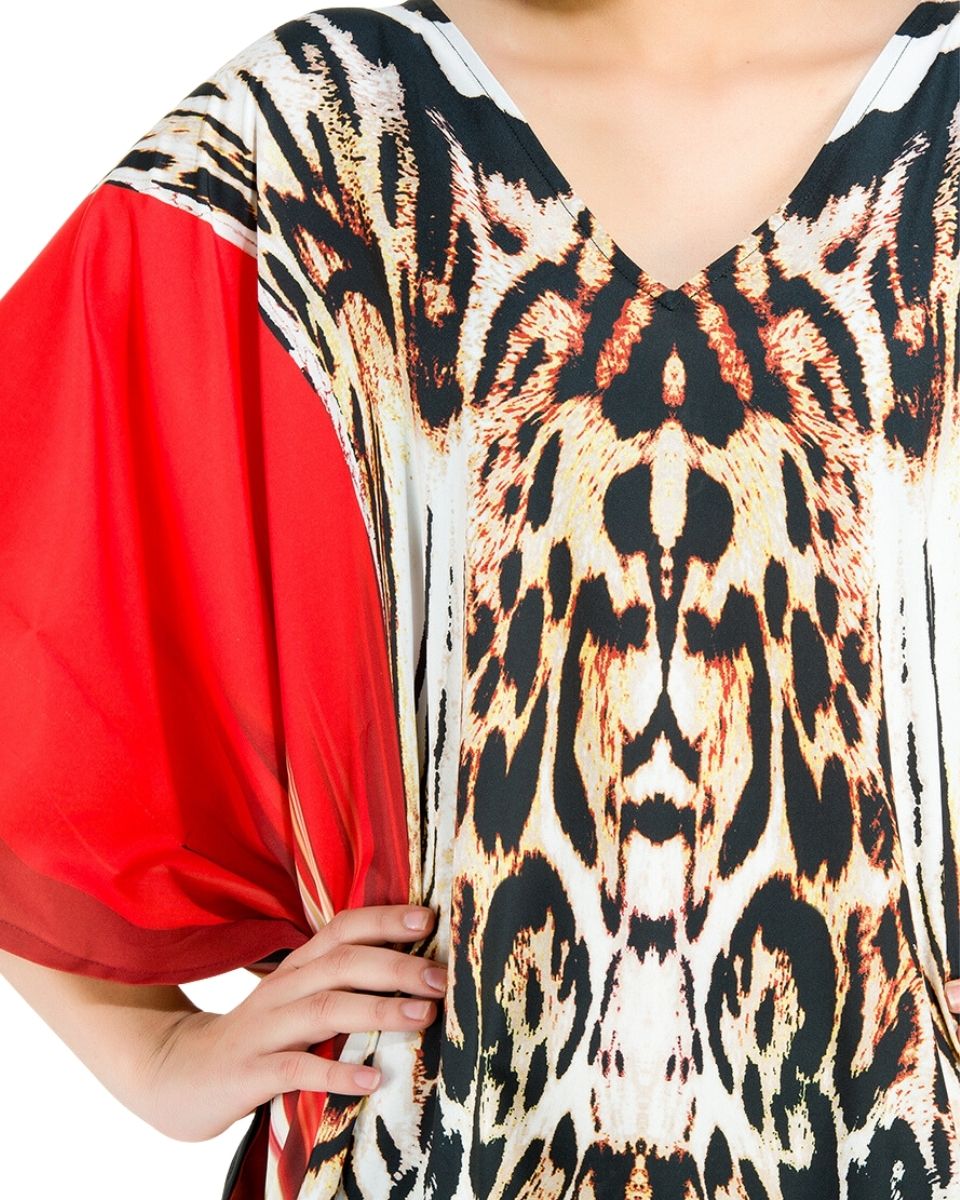 Loose Kaftan Print Polyester Plus Size Kimono Dress For Women