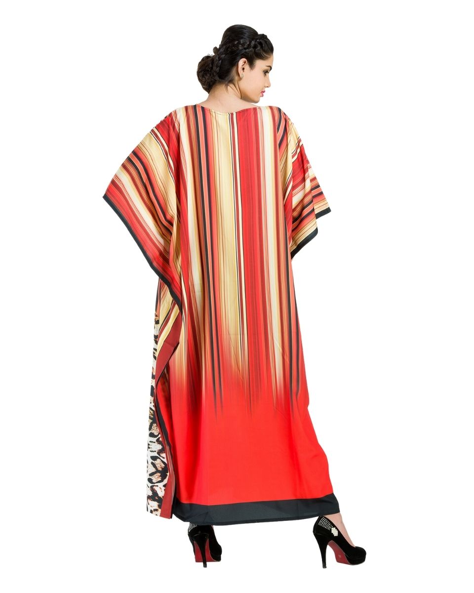 Loose Kaftan Print Polyester Plus Size Kimono Dress For Women