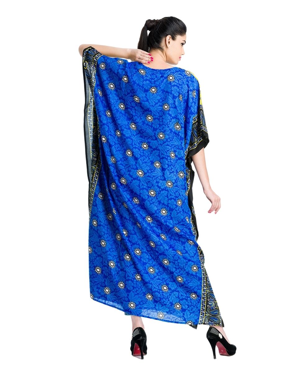 Blue Polyester Beach Cover Up Kaftan For Plus Size Women