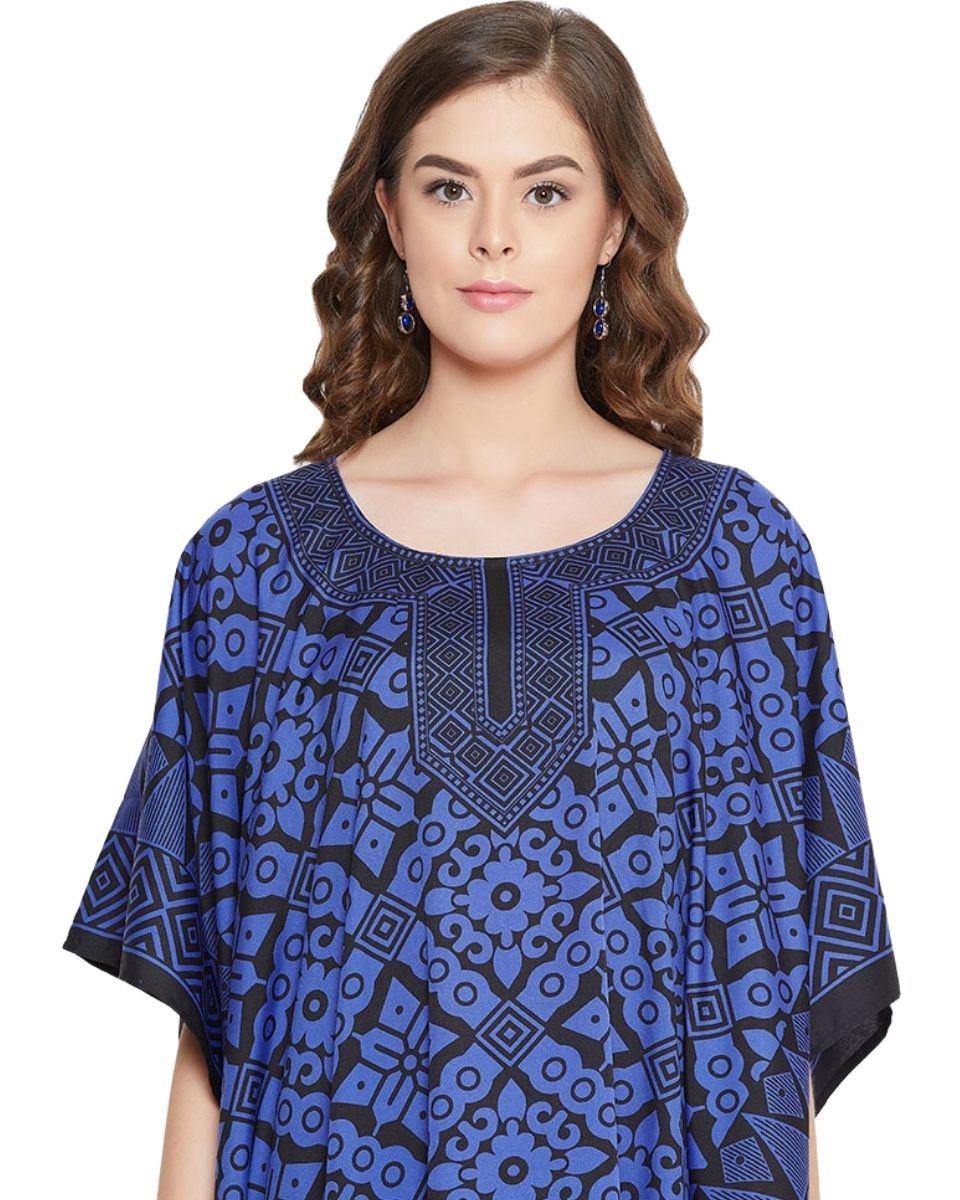 Blue Polyester Geometric Print Lightweight For Plus Size Women