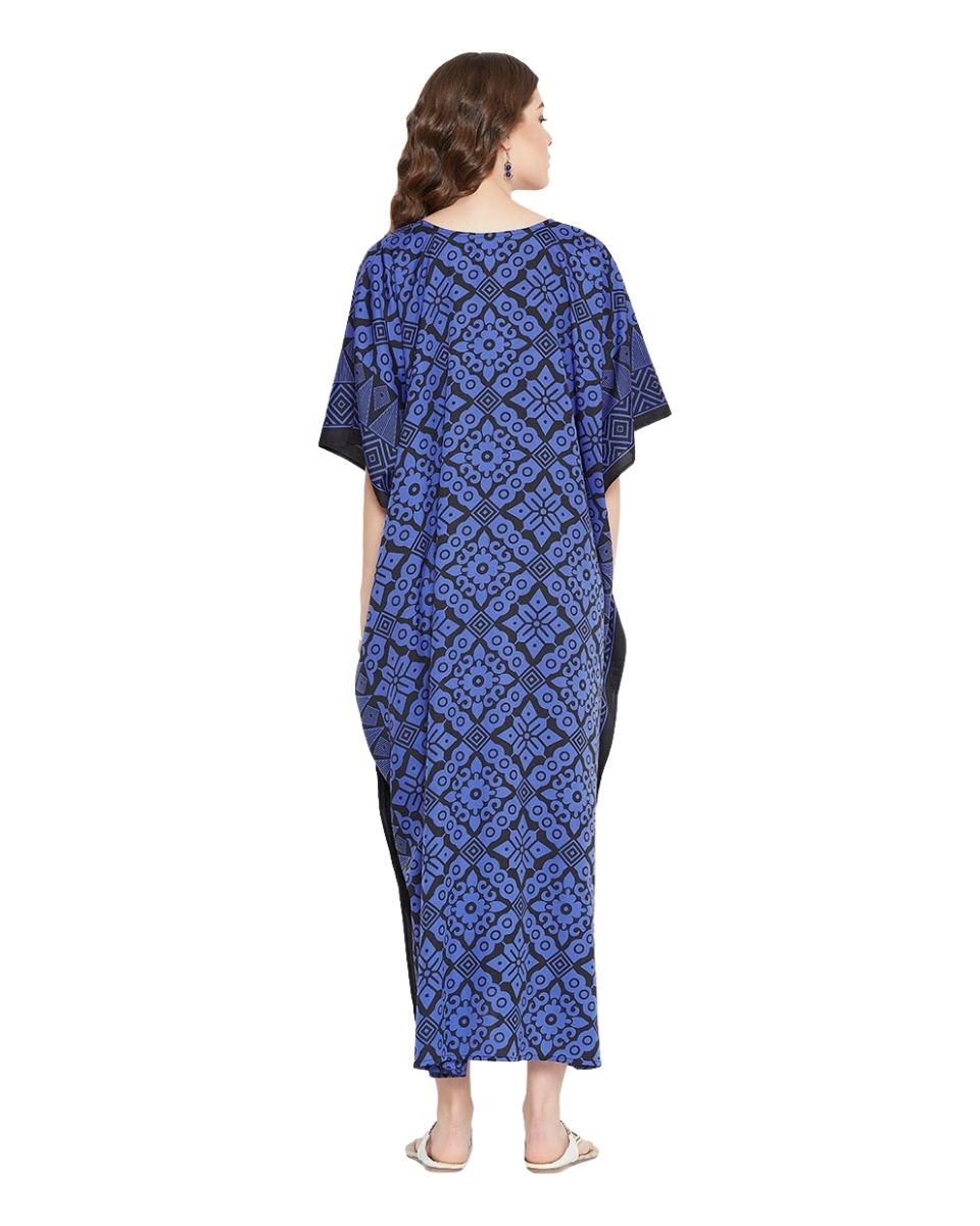 Blue Polyester Geometric Print Lightweight For Plus Size Women