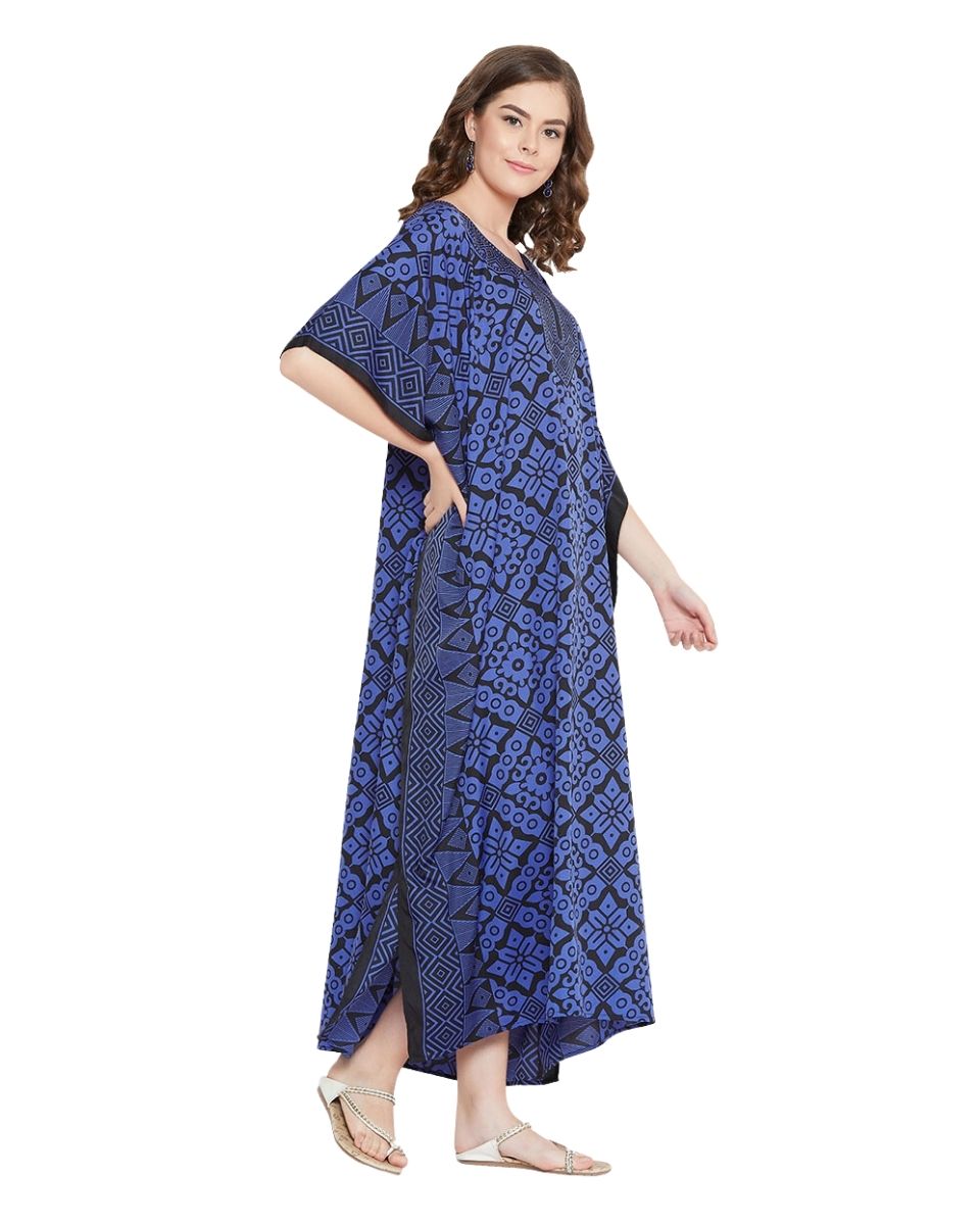 Blue Polyester Geometric Print Lightweight For Plus Size Women