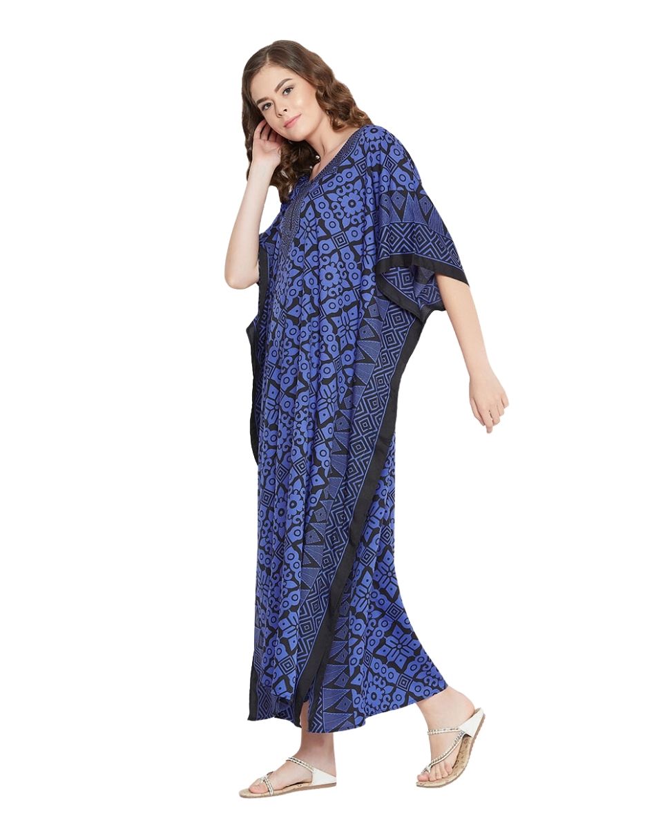 Blue Polyester Geometric Print Lightweight For Plus Size Women