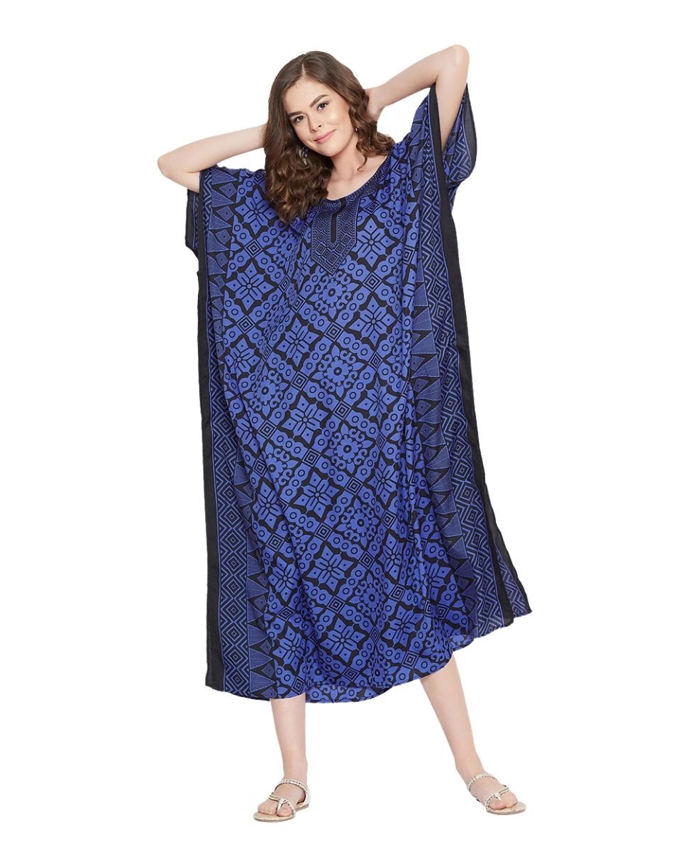 Blue Polyester Geometric Print Lightweight For Plus Size Women