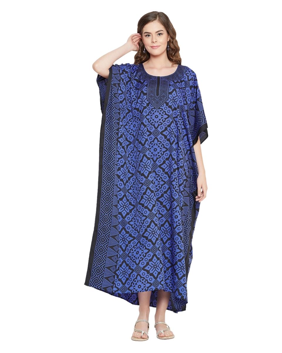 Blue Polyester Geometric Print Lightweight For Plus Size Women