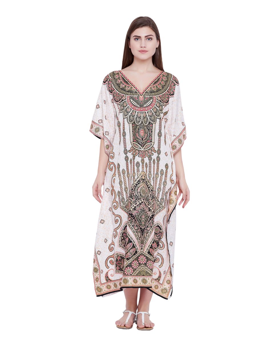 Digital Printed Plus Size Kaftan With Kimono Sleeves For Women