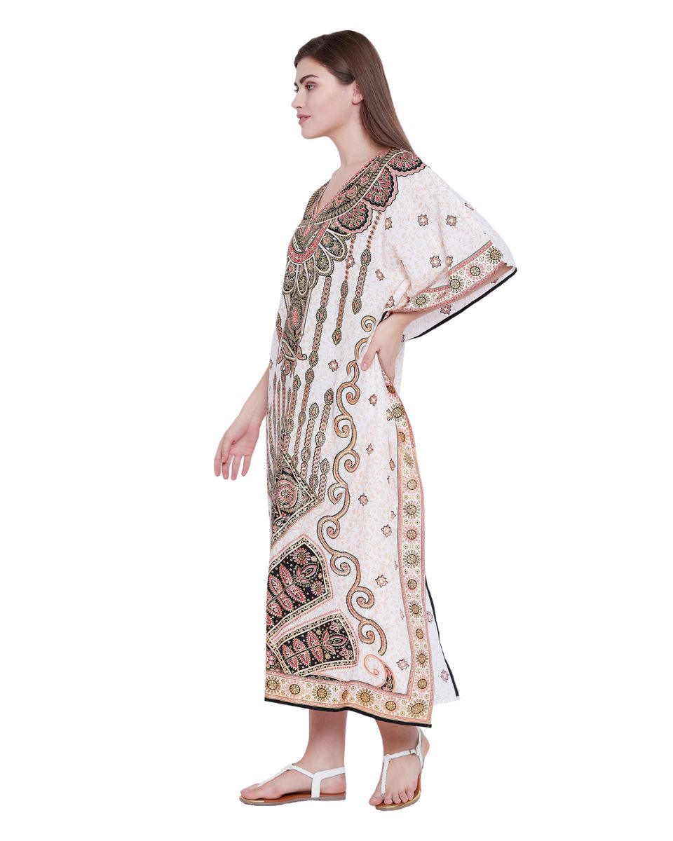 Digital Printed Plus Size Kaftan With Kimono Sleeves For Women