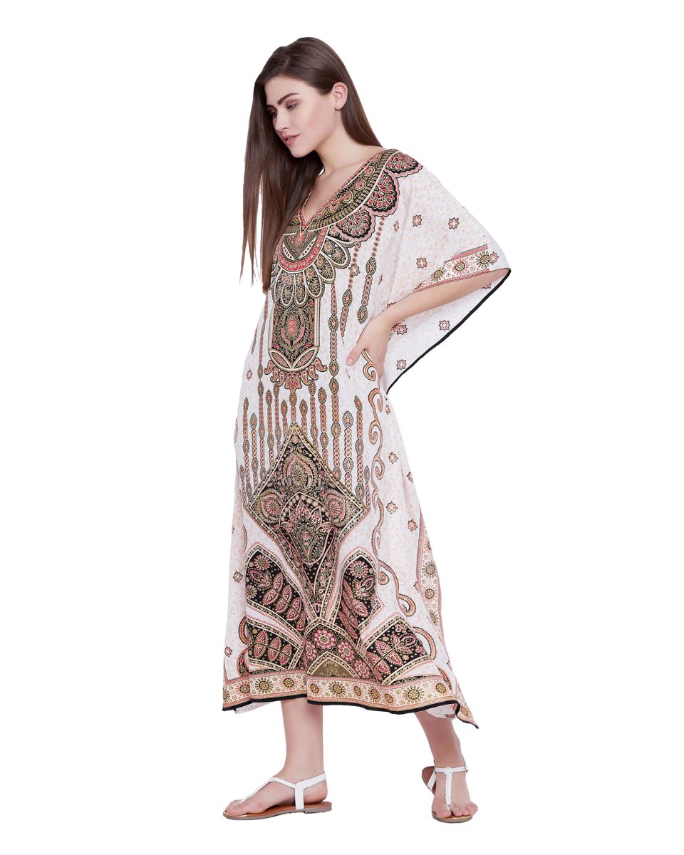 Digital Printed Plus Size Kaftan With Kimono Sleeves For Women