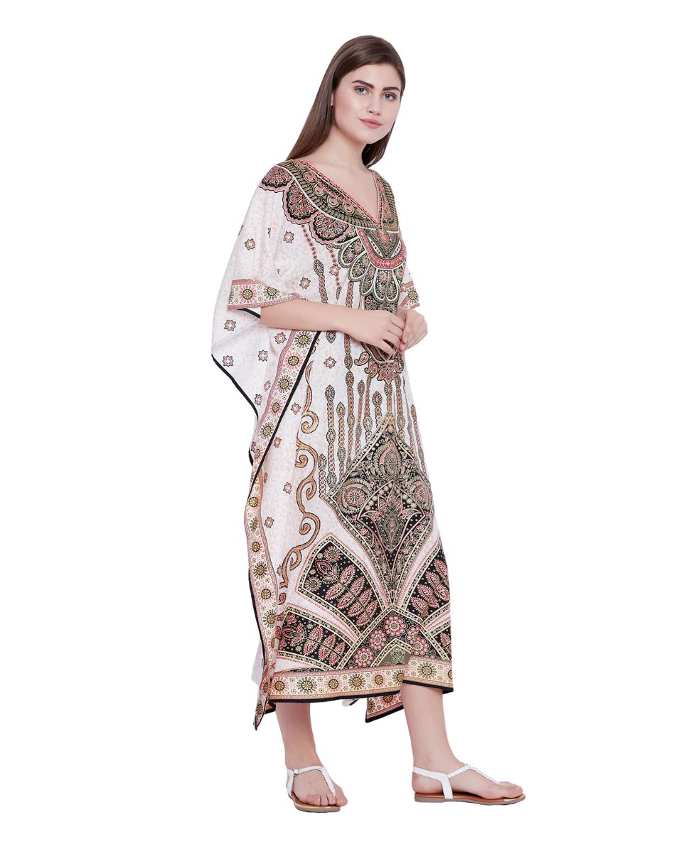 Digital Printed Plus Size Kaftan With Kimono Sleeves For Women