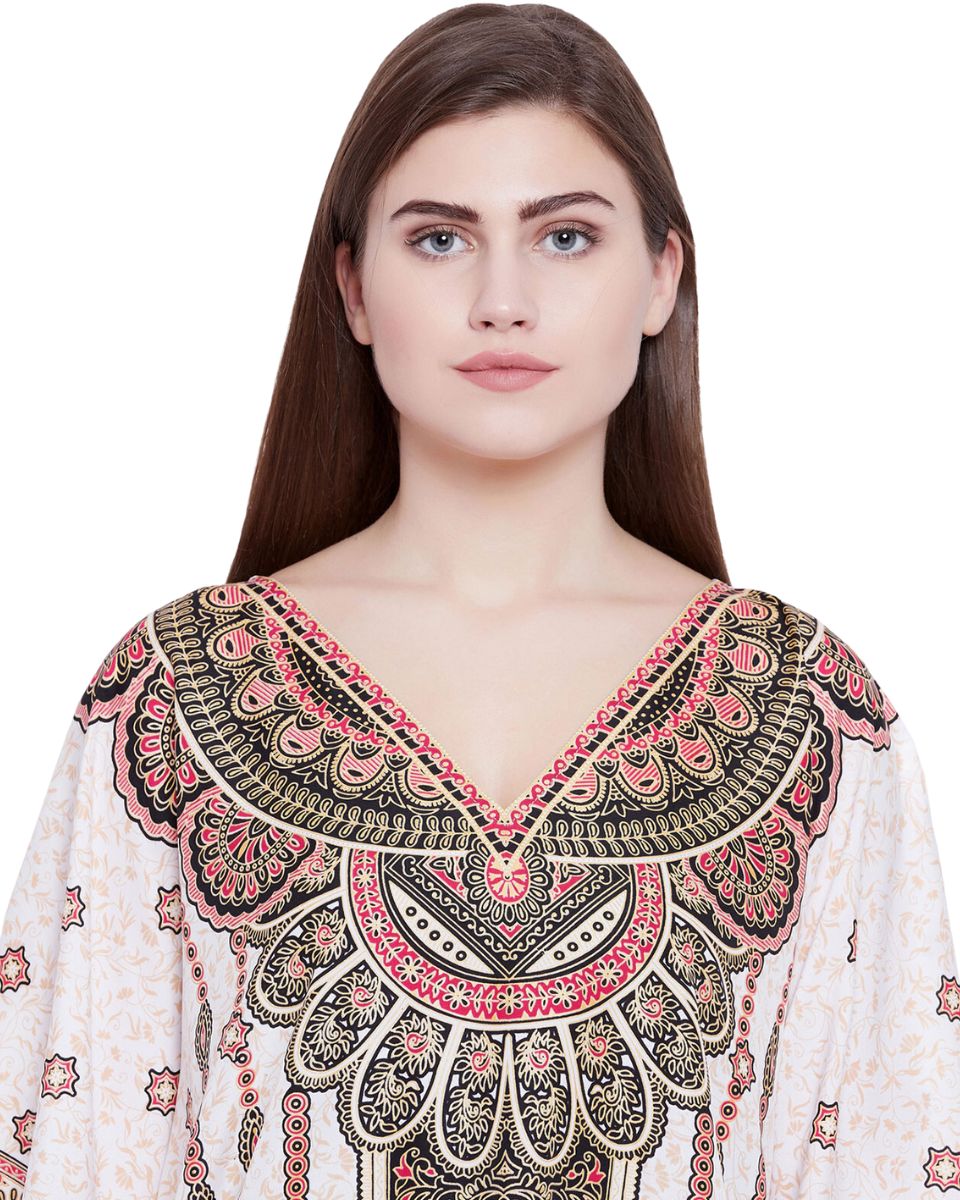 Digital Printed Plus Size Kaftan With Kimono Sleeves For Women