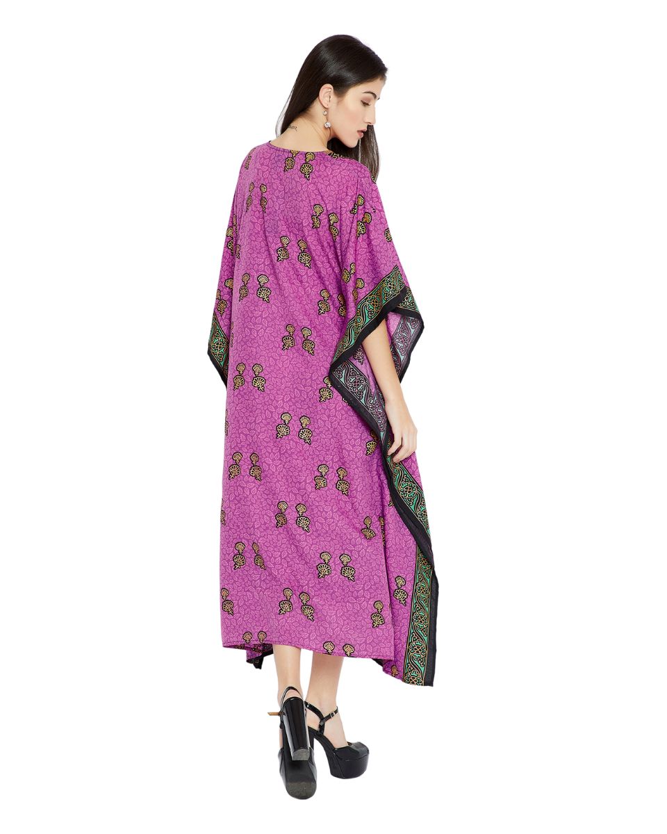 Color Purple Resort Wear Plus Size Polyester Kaftan For Women