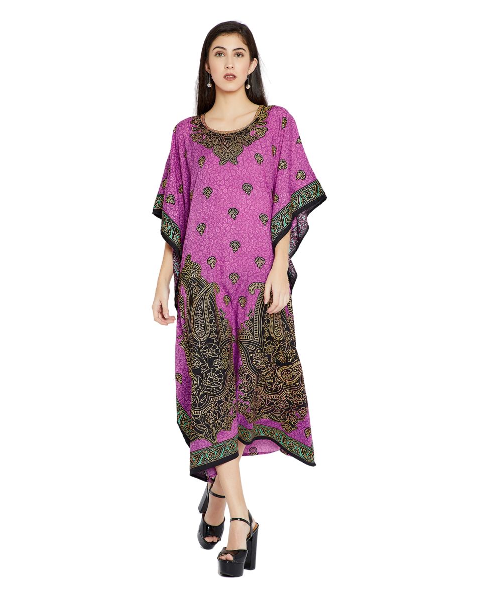 Color Purple Resort Wear Plus Size Polyester Kaftan For Women