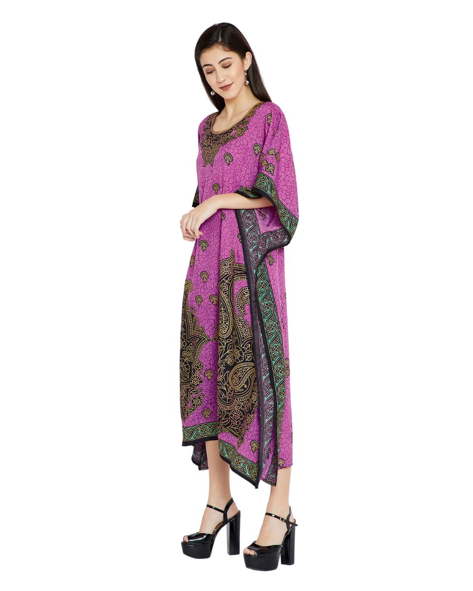 Color Purple Resort Wear Plus Size Polyester Kaftan For Women