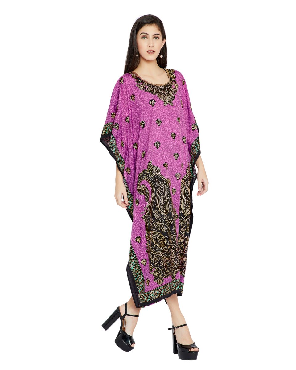 Color Purple Resort Wear Plus Size Polyester Kaftan For Women