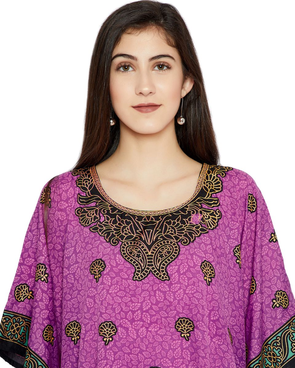 Color Purple Resort Wear Plus Size Polyester Kaftan For Women