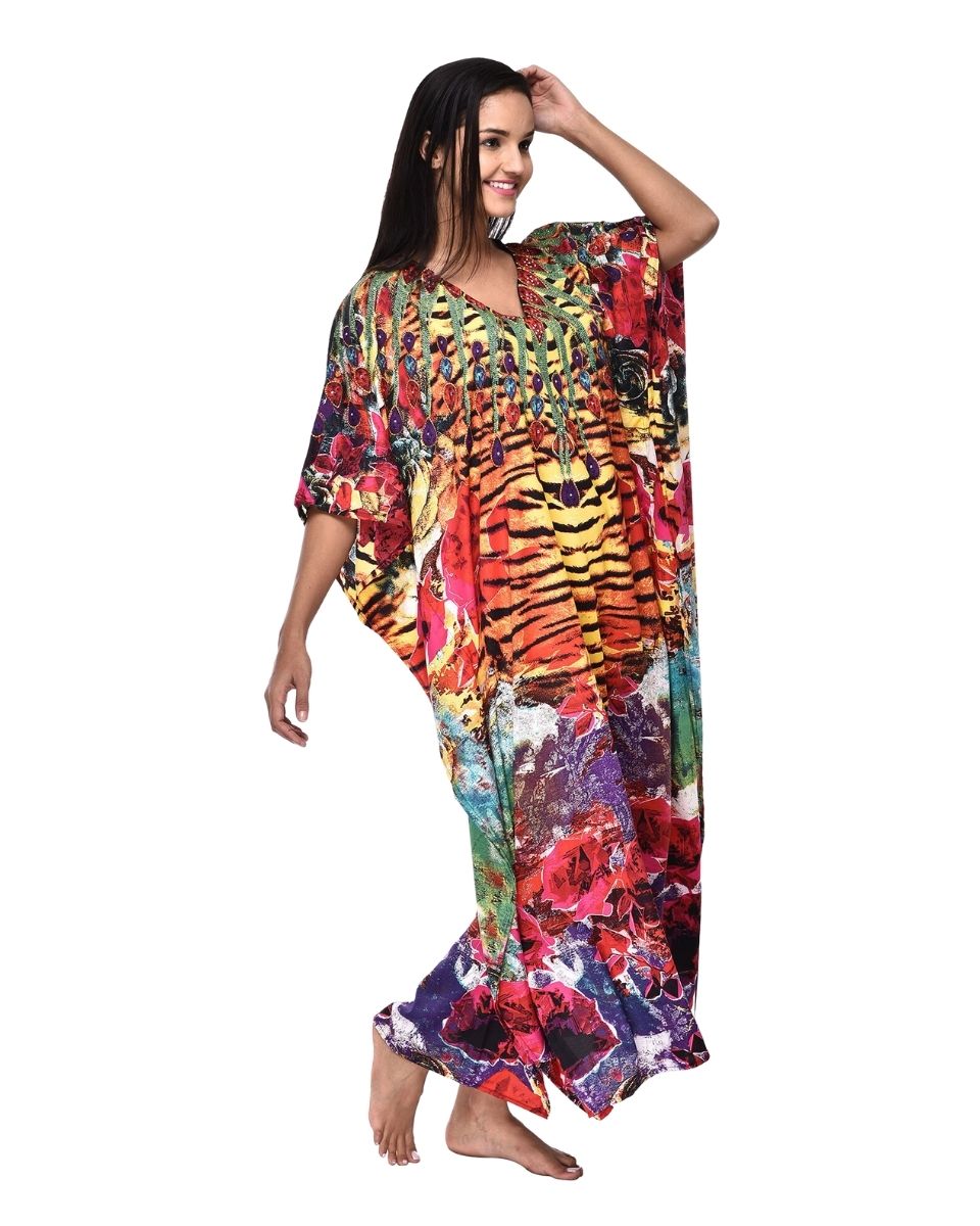 Animal Print Plus Size Polyester Multicolor Caftan For Women