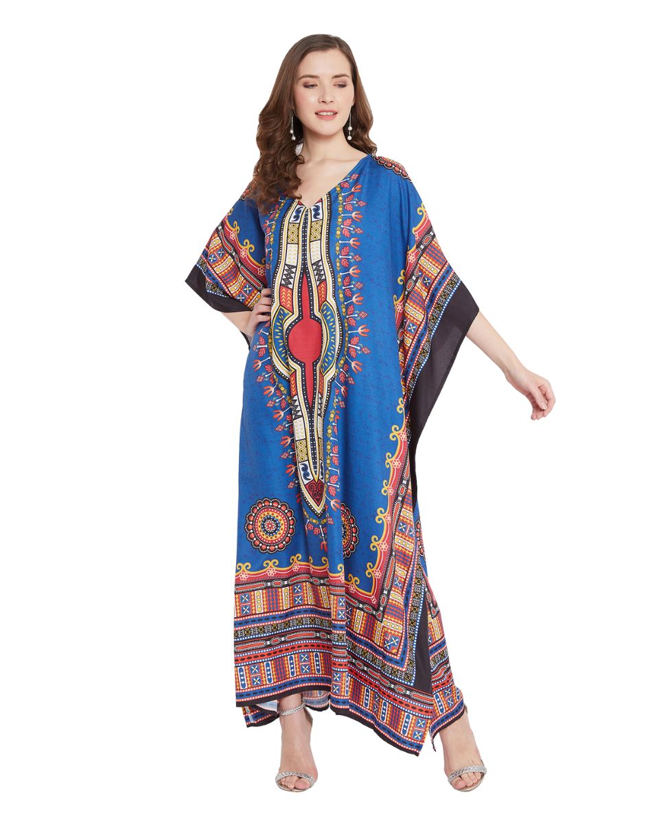 Dashiki Beachwear Summer Blue Kaftan Kimono For Plus Size Women