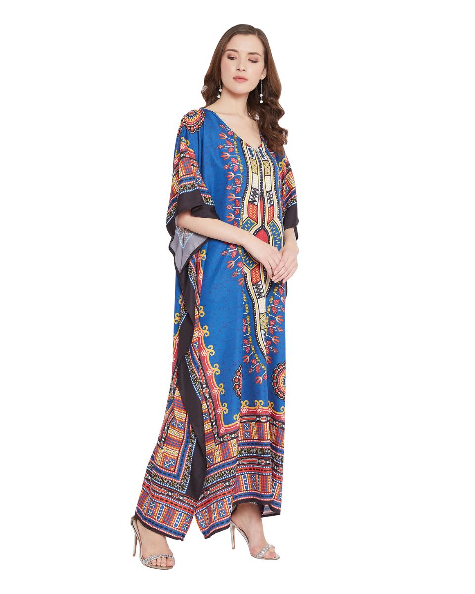 Dashiki Beachwear Summer Blue Kaftan Kimono For Plus Size Women