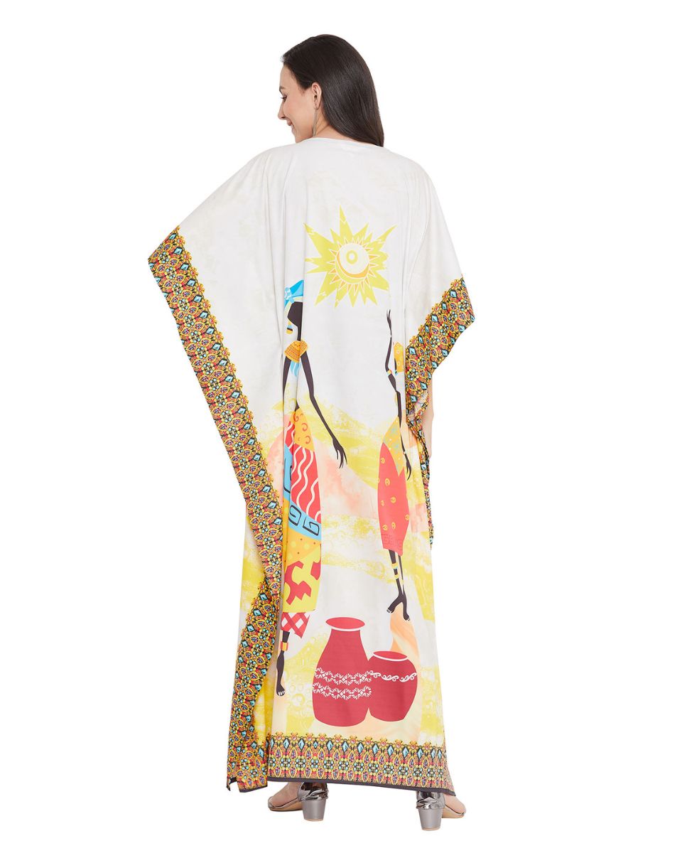 Tribal Print Multicolor Polyester Kaftan for Women