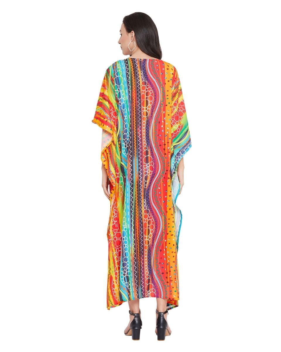 Ladies Multicolor One Size Long Maxi Kaftan For Plus Size Women