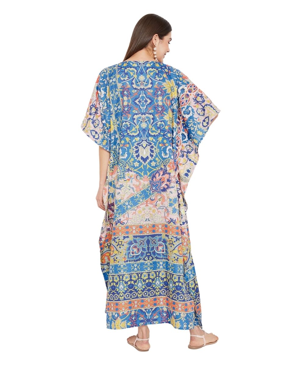 Floral Pattern Multicolor Polyester Kaftan For Plus Size Women