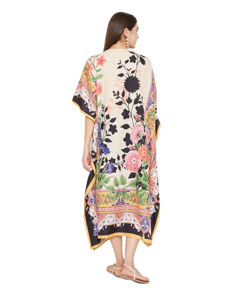 Long Maxi Plus Size Caftan Floral Pattern Polyester For Women