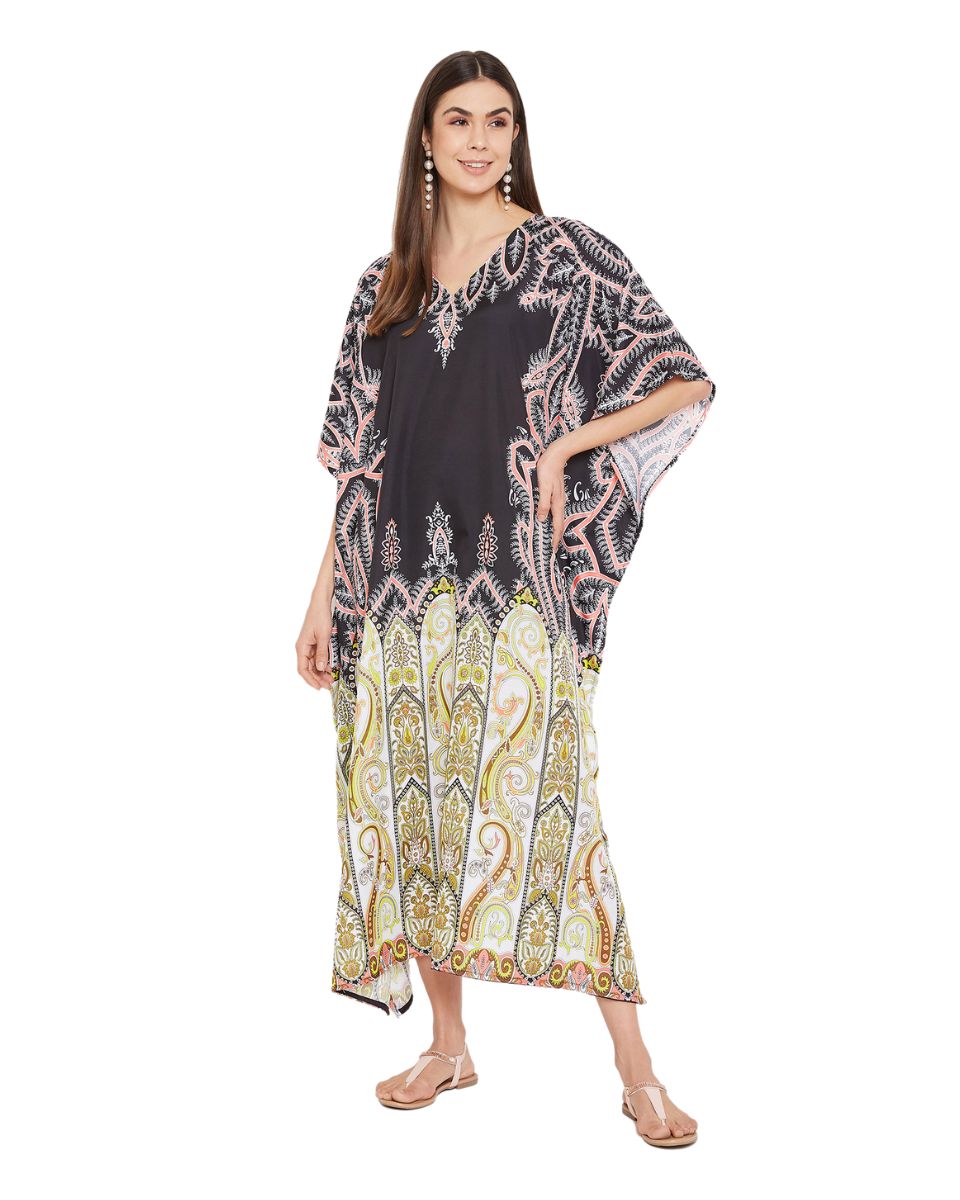 One Size Paisley Pattern Polyester Plus Size Kaftan For Women