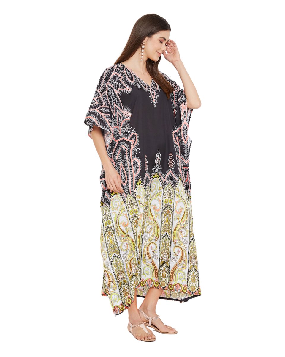 One Size Paisley Pattern Polyester Plus Size Kaftan For Women