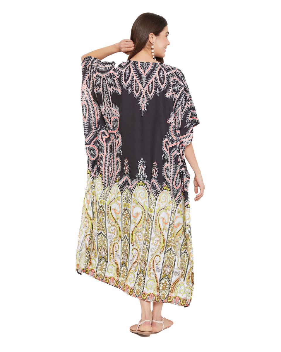 One Size Paisley Pattern Polyester Plus Size Kaftan For Women