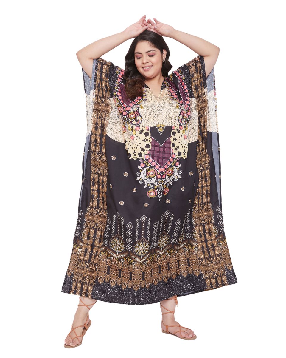 Dress For Women Floral Pattern Plus Size Polyester Kaftan