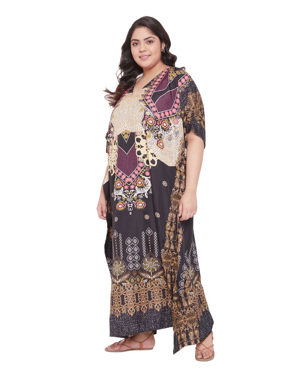 Dress For Women Floral Pattern Plus Size Polyester Kaftan