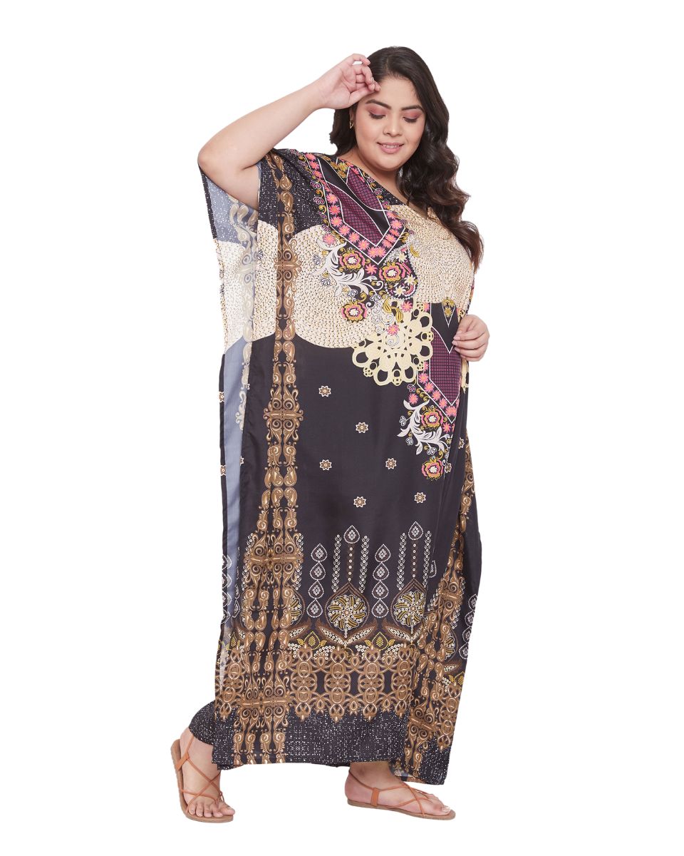 Dress For Women Floral Pattern Plus Size Polyester Kaftan