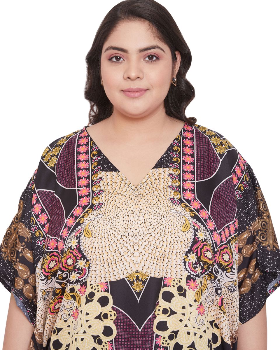 Dress For Women Floral Pattern Plus Size Polyester Kaftan