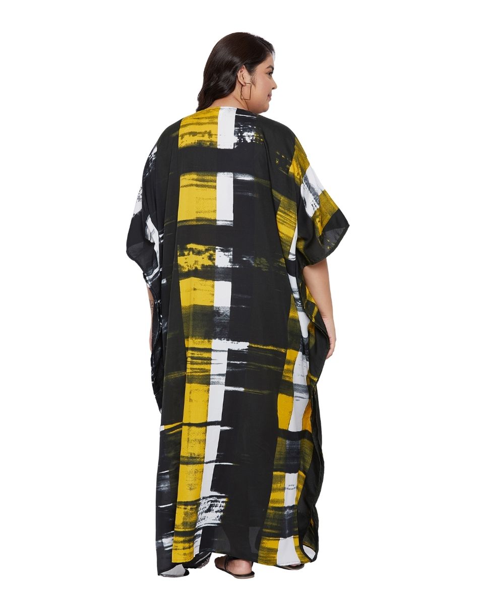 Women Polyester Kimono Sleeve Plus Size Loose Kaftan