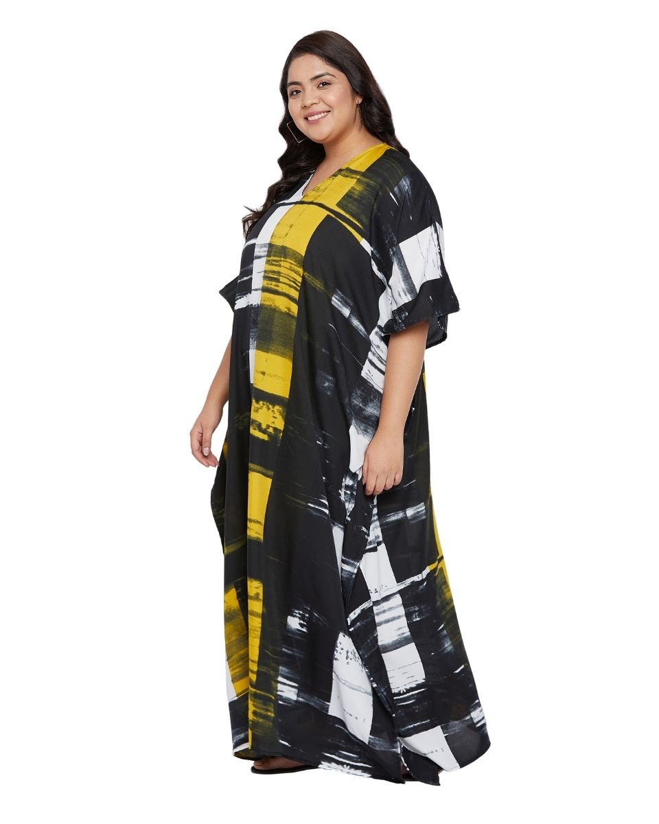 Women Polyester Kimono Sleeve Plus Size Loose Kaftan