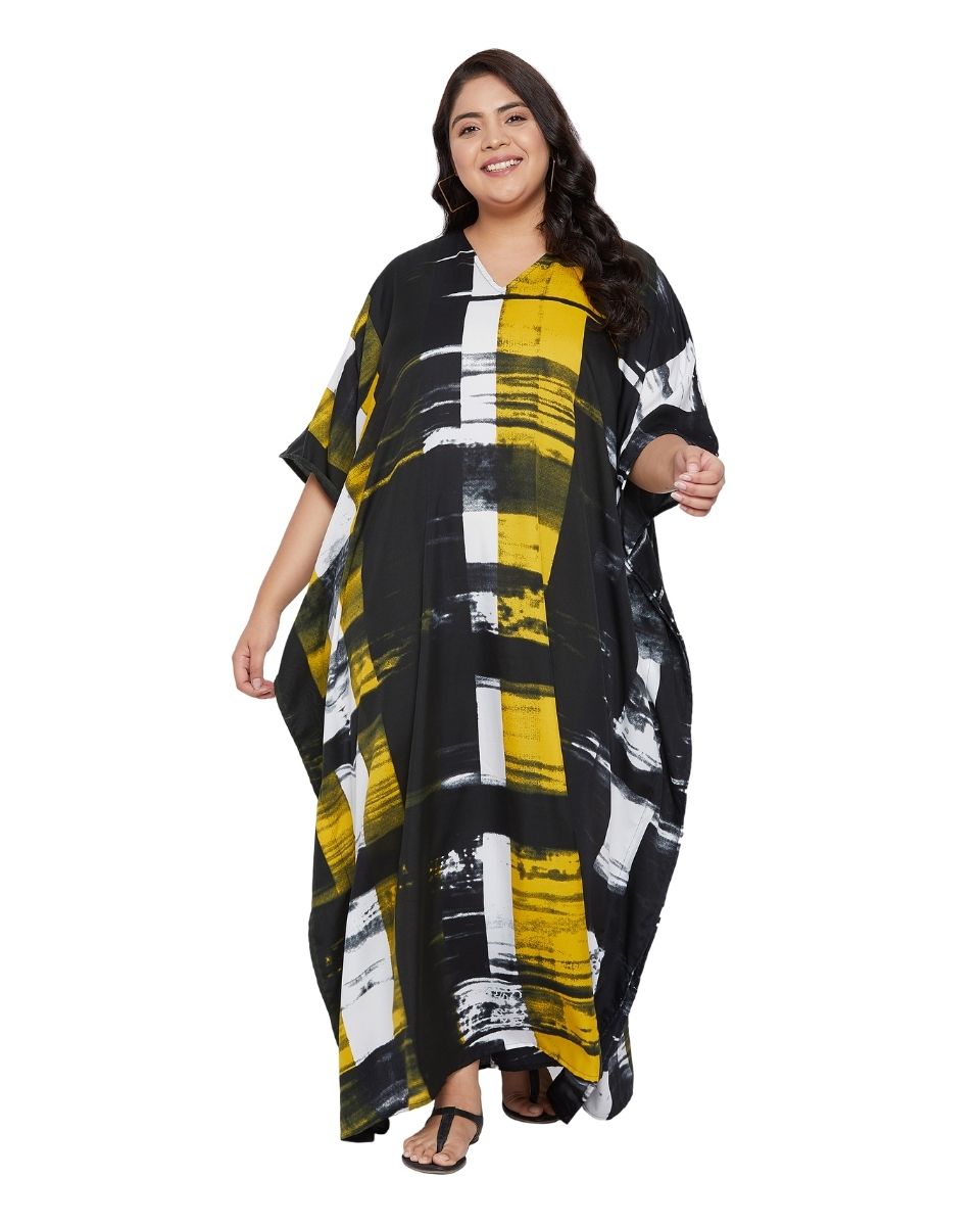 Women Polyester Kimono Sleeve Plus Size Loose Kaftan