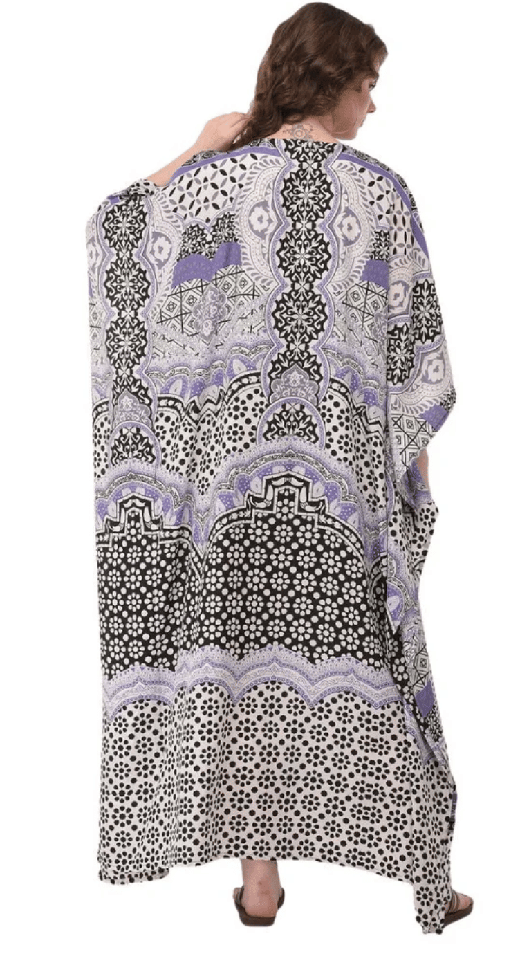 Purple Abstract Polyester Plus Size Kaftan for Women 1X-3X | GypsieBlu