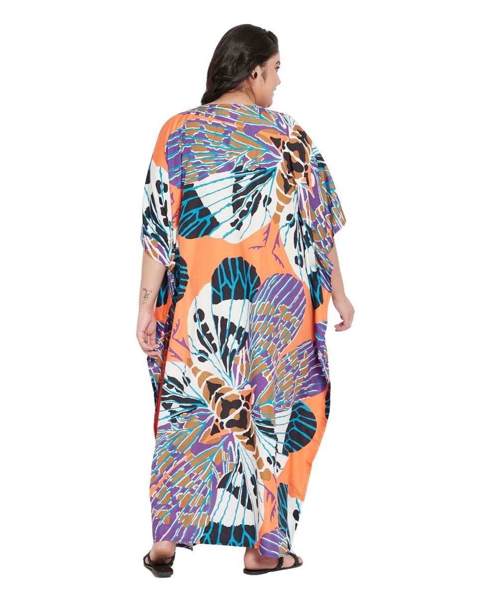 Long Maxi Polyester Kimono Sleeve Kaftan For Plus Size Women