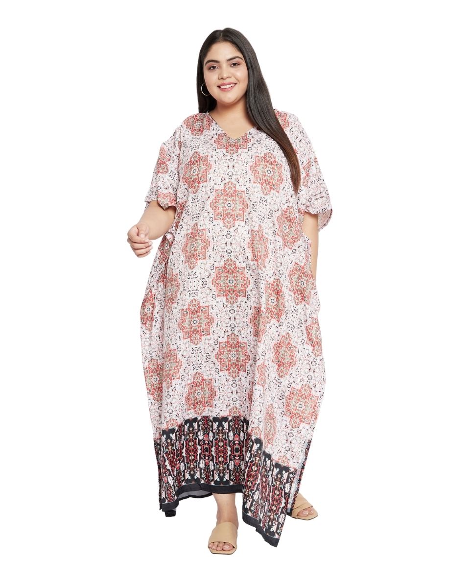 Women Polyester Plus Size Kimono Sleeve Long Maxi Kaftan