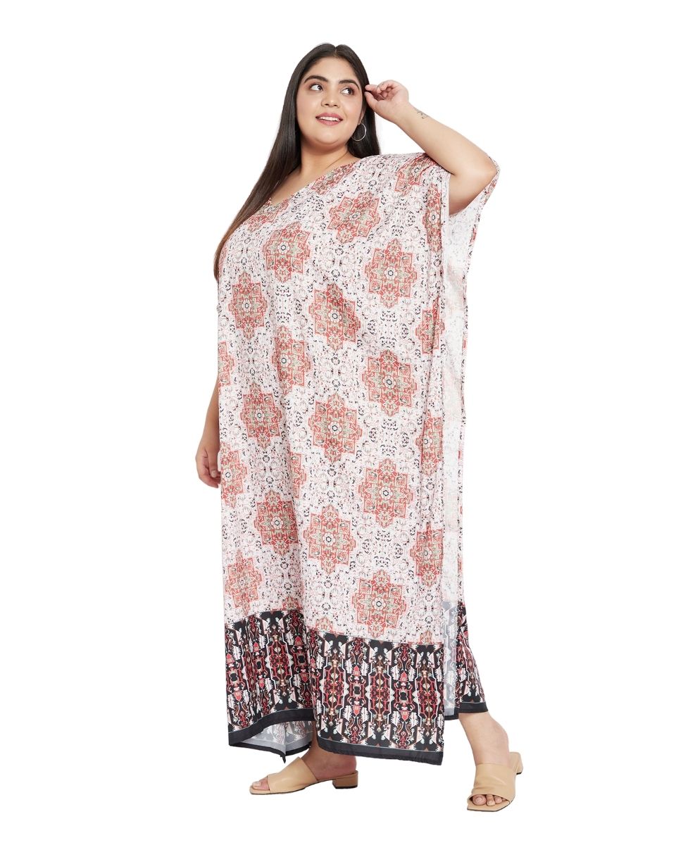 Women Polyester Plus Size Kimono Sleeve Long Maxi Kaftan